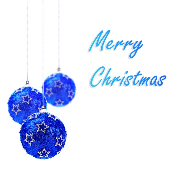 白色背景上的圣诞树蓝色装饰球 — 图库照片