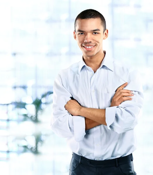 Peaceful african american businessman in office — Stock Photo, Image