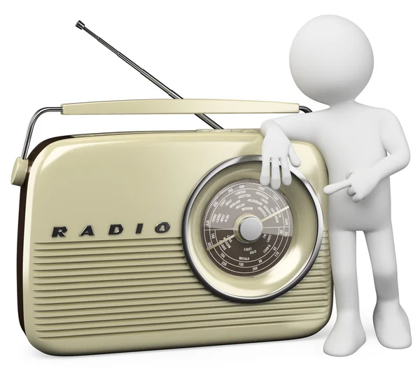 3D white . Retro radio — Stock Photo, Image