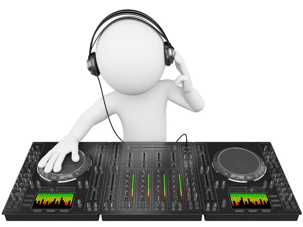 3D blanc. DJ avec un mixeur — Photo