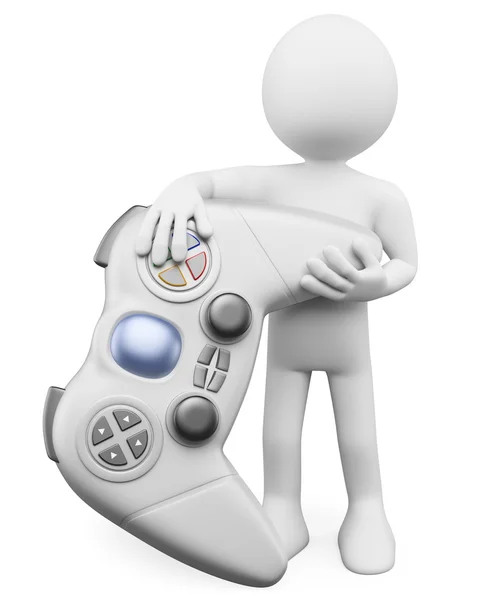 3D white . Child with a gamepad — Stock Photo, Image