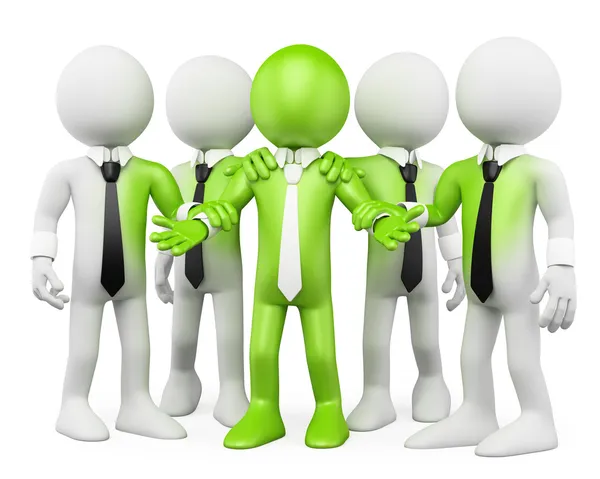 3D white . Green teamwork — Stock Photo, Image