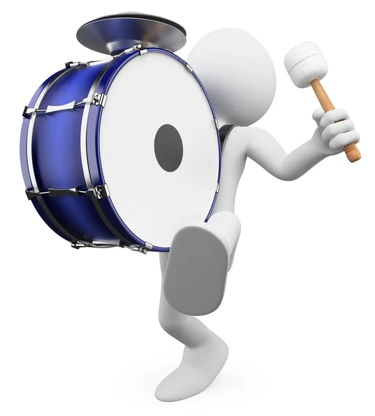 3D bílá. hraje na bicí nástroje — Stock fotografie