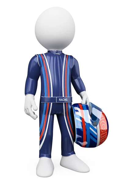 3D white . Racing driver — Stock Photo, Image