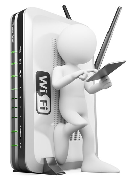 3D white . Wifi zone