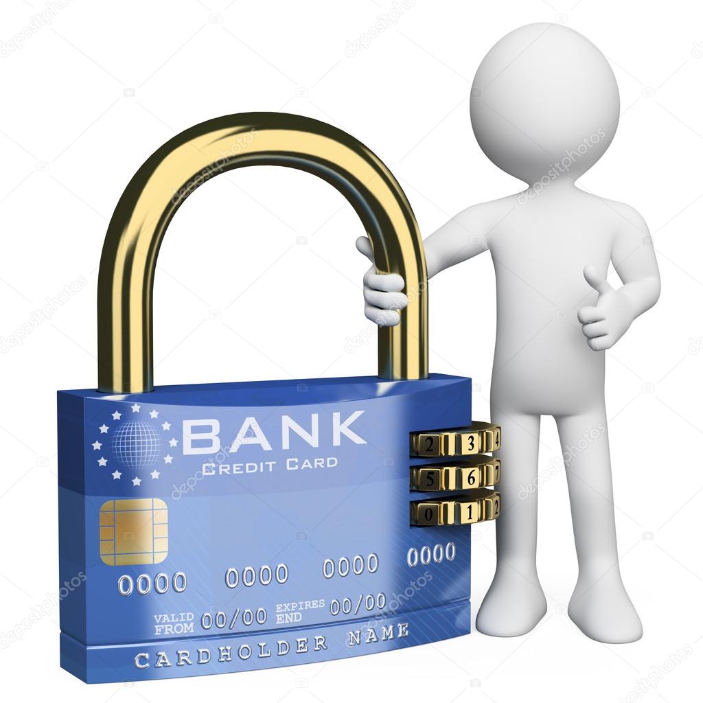 3D white . Secure credit card