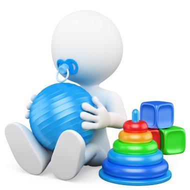 3D beyaz. oynayan bebek