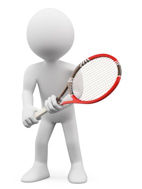 3D beyaz. geri dönmek için tenis oyuncusu