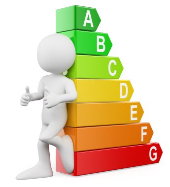 3D beyaz insanlar. enerji verimliliği değerlendirmesi