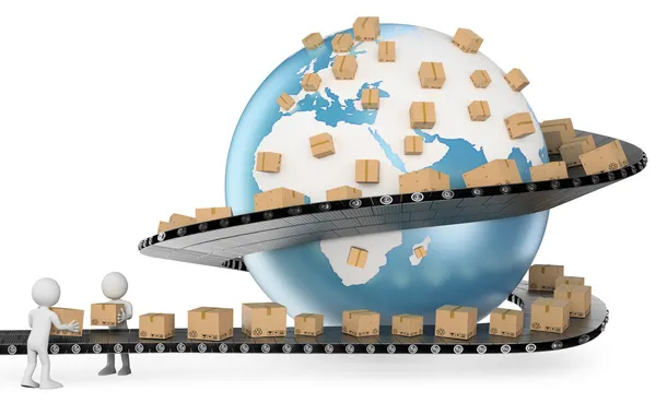 3D beyaz insanlar. Uluslararası dağıtım Servisi