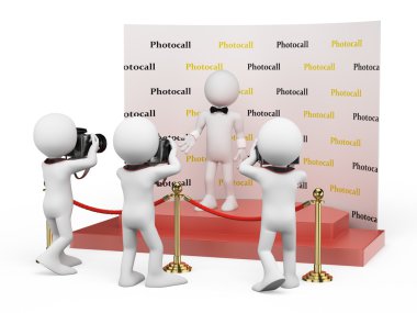 3D beyaz insanlar. ünlü bir photocall yılında