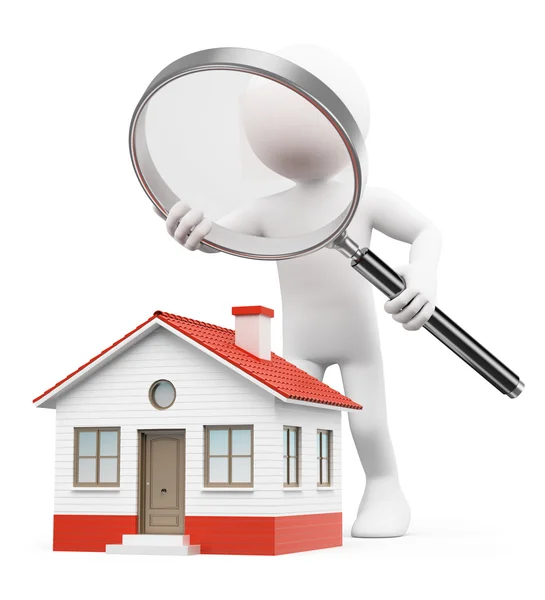 3D beyaz insanlar. evi arıyor