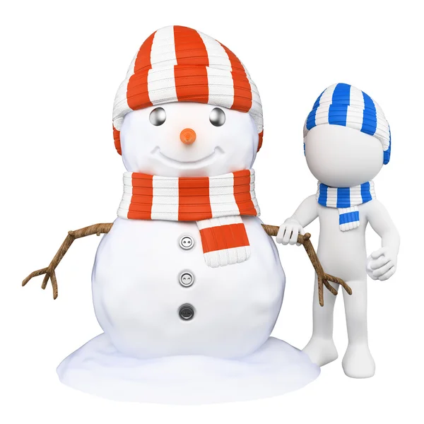 Bianchi 3D. Bambino che fa un pupazzo di neve — Foto Stock