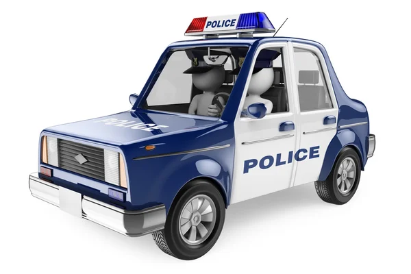 3D-witte mensen. politie-auto — Stockfoto