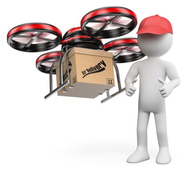 3D beyaz insanlar. drone adında bir paket