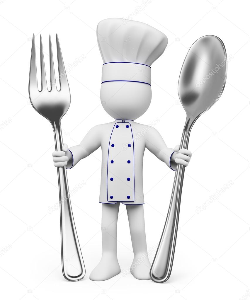 Des Blancs en 3D. Chef cuisinier image libre de droit par real_texelart