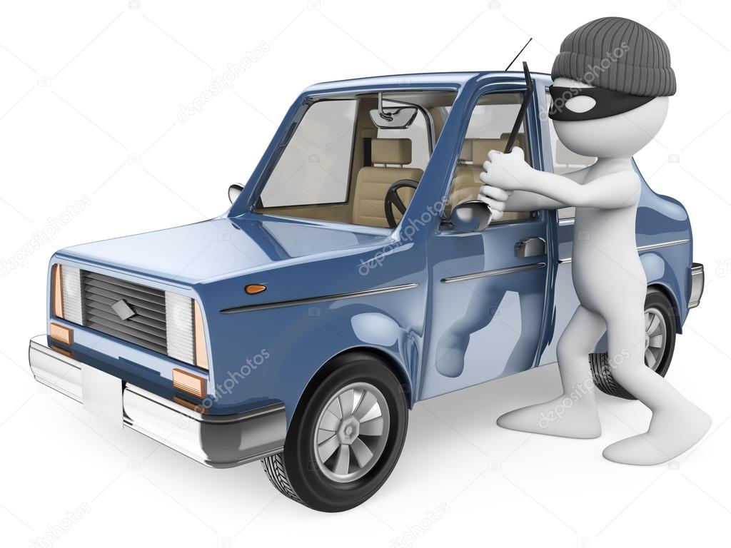 3D white people. Car thief