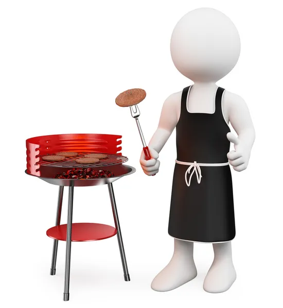 3D white people. Barbecue — Stock Photo, Image