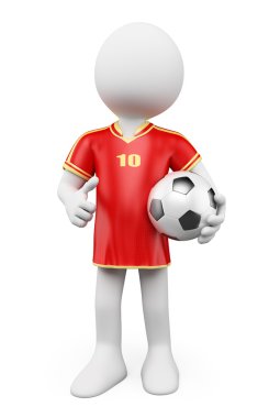 3D beyaz insanlar. Futbol Dünya Kupası oyuncusu. Kırmızı forma