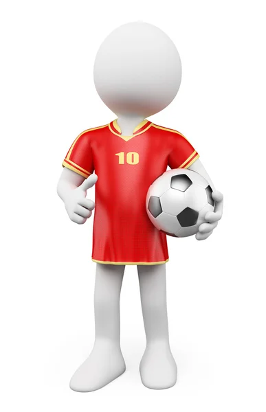 3D white people. Soccer World Cup player. Red jersey — Stock Photo, Image