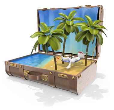 3D beyaz insanlar. seyahat yerler. Karayip Adaları