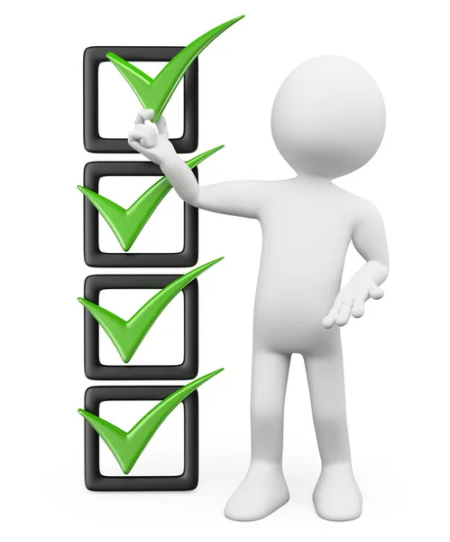 3D beyaz insanlar. kontrol listesi