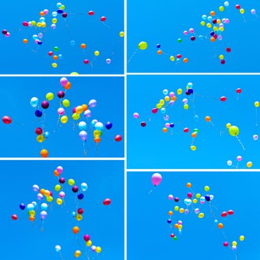 birçok balon göğe uçmak
