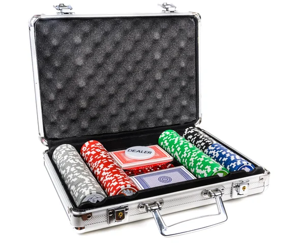 Aluminum suitcase for poker — Stock Photo, Image