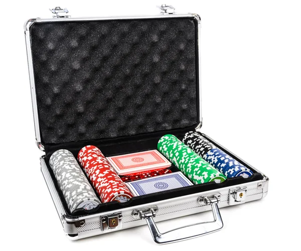 Aluminum suitcase for poker — Stock Photo, Image