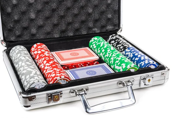 Aluminum suitcase for poker — Stock Photo, Image