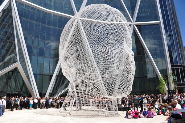 Opening of the Bow Tower and the dedication of the installation of the new art piece by Jaume Plensa at the Bow Tower in Calgary Alberta — Stock Photo, Image