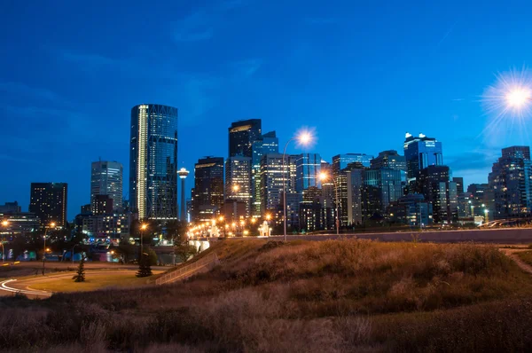 Calgary skyline at night — Stock Photo, Image