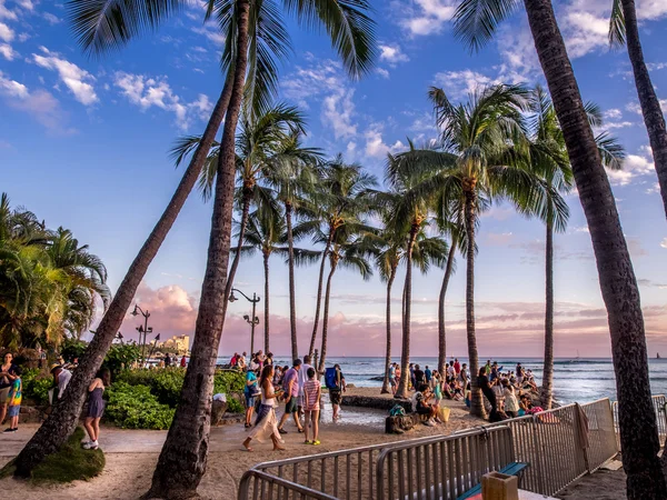 Gün batımında Waikiki beach — Stok fotoğraf