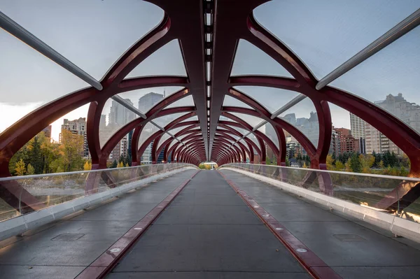 Wewnątrz Mostu Dla Pieszych Wcześnie Rano Calgary — Zdjęcie stockowe