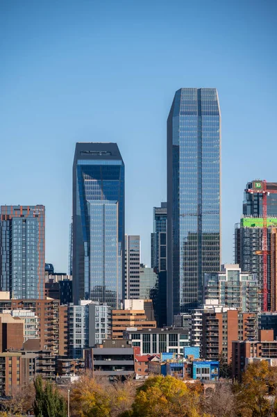 Bellissimo Skyline Del Centro Urbano Calgary Autunno — Foto Stock