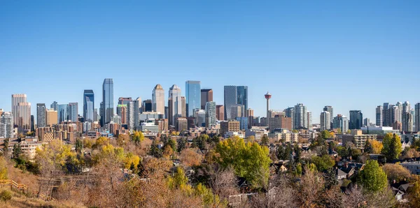 Vacker Skyline Calgarys Stadskärna Hösten — Stockfoto