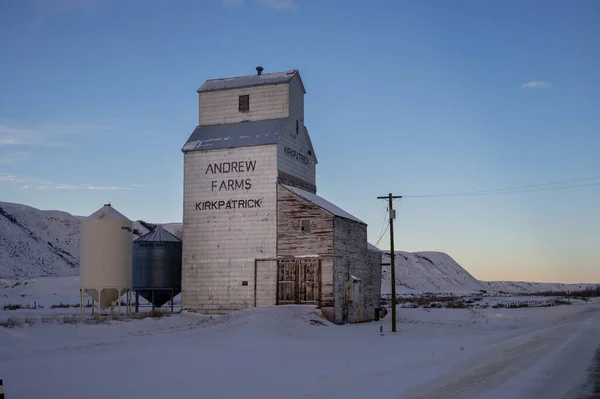 Drumheller Alberta Janeiro 2022 Andrew Farms Elevador Grãos Fora Drumheller — Fotografia de Stock