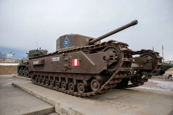 Calgary Alberta 2022 Január Egy Churchill Tank Látképe Calgary Katonai — Stock Fotó