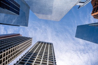 Calgary şehrindeki gökdelenlere bakıyorum..