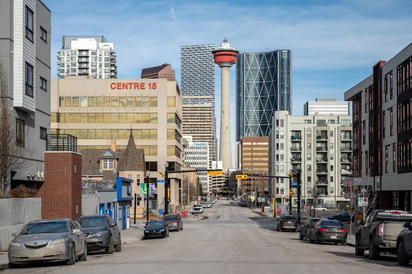 Calgary Albert Februari 2022 Utsikt Över Landmärket Calgary Tower — Stockfoto