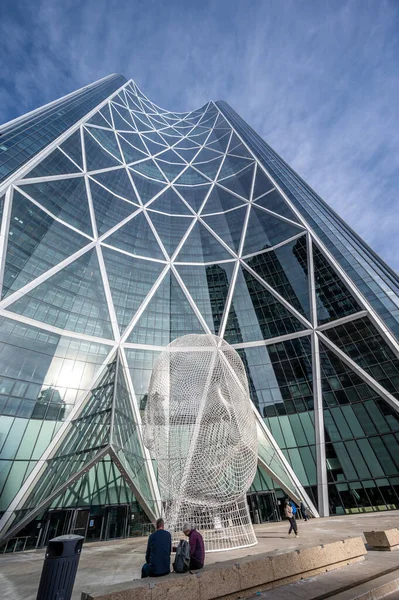 Calgary Albert Února 2022 Pohled Veřejnou Uměleckou Instalaci Bow Tower — Stock fotografie