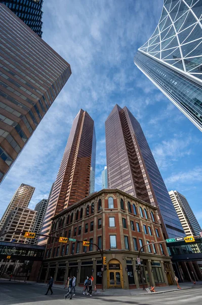 Calgary Albert February 2022 Wide Angle View Office Towers Calgary — Stock Photo, Image