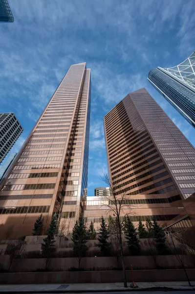 Při Pohledu Mrakodrapy Městě Calgary — Stock fotografie