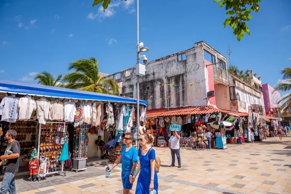 Playa Del Carmen México Marzo 2022 Vista Tiendas Escenas Callejeras — Foto de Stock