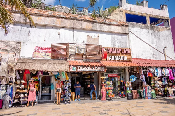 Playa Del Carmen Mexiko März 2022 Blick Auf Geschäfte Und — Stockfoto