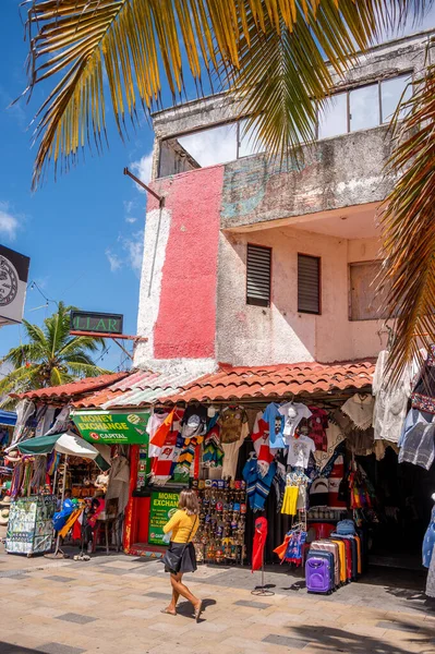 Playa Del Carmen México Março 2022 Vista Lojas Cenas Rua — Fotografia de Stock