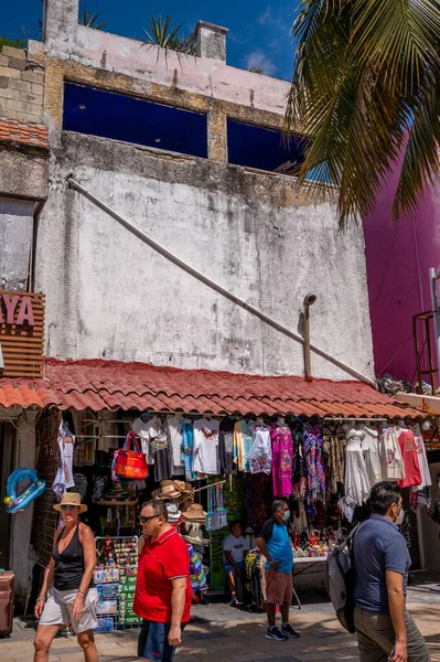 Playa Del Carmen Mexiko März 2022 Blick Auf Geschäfte Und — Stockfoto