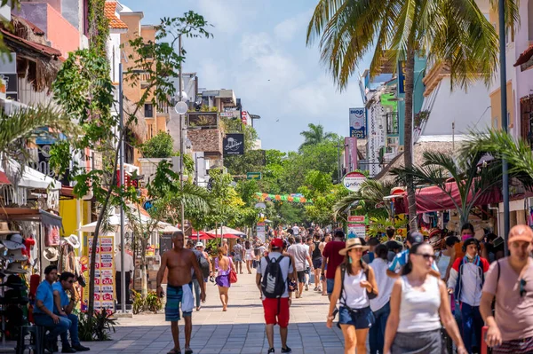 Playa Del Carmen Mexiko März 2022 Blick Auf Geschäfte Und — Stockfoto