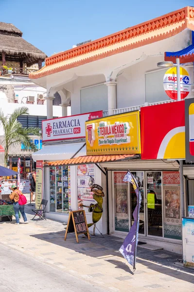 Playa Del Carmen Mexiko März 2022 Blick Auf Geschäfte Und — Stockfoto