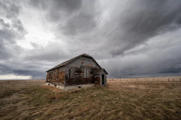 Abandoned Farm Buildings Alberta Early Spring — Photo